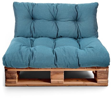 Best Wool Ensemble de Coussin Palette – Coussin D’Assise pour Palettes Europe – Coussins pour Palettes Rembourrés avec Mousse Granulaire Poulirette – Inclut Coussin D’Assise 120x80 + Dossier 120x40