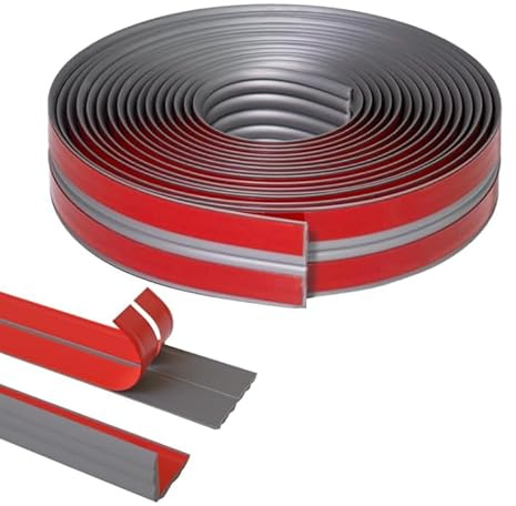 MeYuxg Zierleisten Selbstklebend Grau 5Mx4CM,TPE Flexible Zierleiste Selbstklebend,Deckenleisten Selbstklebend, Selbstklebend Deckenleisten, Eckleiste Selbstklebend für Wandkanten, Böden, Schränke