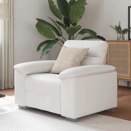 MOBCANT Sessel Weiß 60 cm Kunstleder Wohnlandschaft Couch Couchgarnitur Schlafcouch für Schlafzimmer Wohnzimmer Empfangsraum Büro
