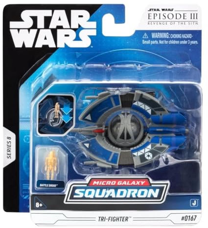 STAR WARS Micro Galaxy Squadron Droid Tri-Fighter Véhicule de 10,2 cm avec micro figurine Battle Droid de 2,5 cm