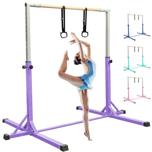 FBSPORT Barre de Gymnastique pour Enfants avec 13 Hauteur Réglable, Barre d'entraînement Barre Horizontale,Barre Fixe de Gymnastique Enfant pour Junior Enfants à Domicile