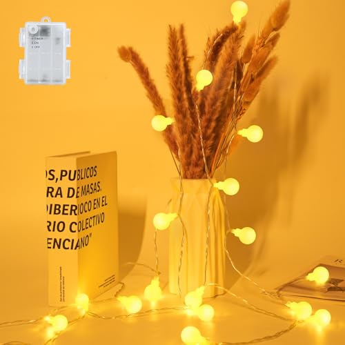 FFZZKJ Lichterkette Batterie Außen Innen für Weihnachten, 6M 40LED mit Timer Wasserdicht Lichterkette Kugel für Kinderzimmer, Warmweiß