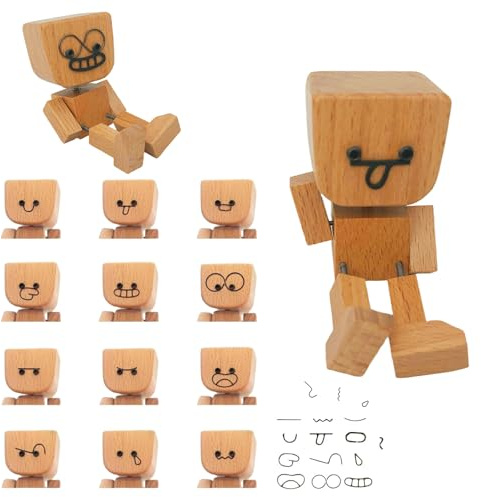 Wackelnder Holzmann, Schüttelmann, Wackelnde Holzfigur, Schüttelnde Holzmann Figur, Charmante Kleine Holzfigur, Wackelkopf Autodekoration, für Geschenke zur Dekoration des Armaturenbretts im Auto