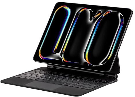 Seagtigau Deutsches QWERTZ-Layout Magic Keyboard Case für iPad Pro 13-Zoll M4 2024, M5 2025, Magnetische Keyboard Case mit Multi-Touch Trackpad,7-farbig beleuchtet, Ultradünn