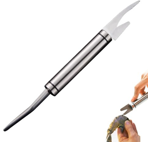 5 in 1 Multifunctional Fast Shrimp Peeler, 304 Stainless Steel Shrimp Deveiner Prawn Tool Seafood Cleaner Remover Fish Scale Duck Intestine Lobster Cleaner Cutlery Portable Shell Peeling Machine (1pc)