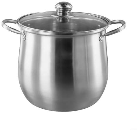 Olla de acero inoxidable 201 con tapa de vidrio templado, olla de cocción de capacidad extra grande para sopas, fideos, pasta y guisos en todas las estufas