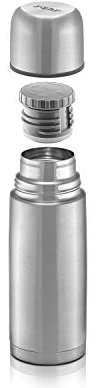 Reer Edelstahl Isolier-Flasche PURE, 350ml – klein, handlich, ideal fürs Baby, mit integriertem Becher, silber, 90308 W, 1 Stück (1er Pack)