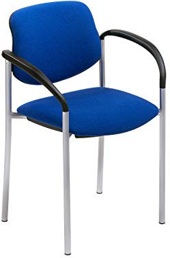 Nowy Styl Group Besucherstuhl, blau, alusilber, GS-geprüft mit stabilem Vier-Fuß-Gestell und Armlehnen, stapelbar