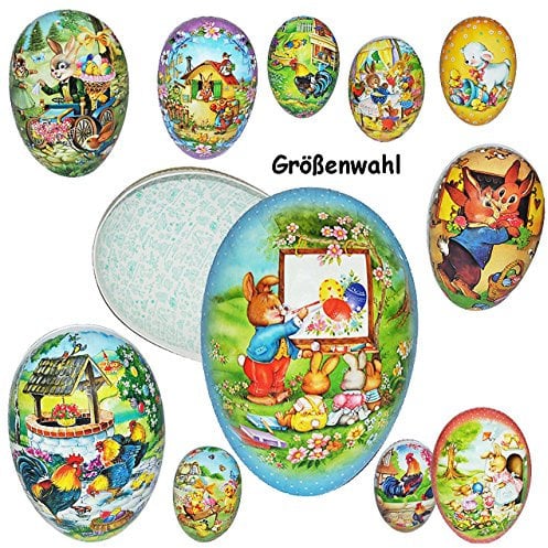 alles-meine.de GmbH 3 Stück Füll - Pappei 18 cm - bunt gemixt Osterhasen Küken Häschen - Osterei/Ei zum befüllen - Deko Pappe Papp Pappeier Dekoei Pappostereier Füllen