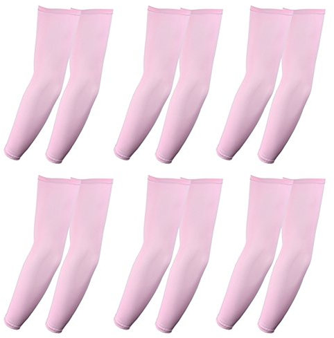 Elixir Golf Compression Arm Sleeves, Ideal For Outdoor Activities Baseball Football Basketball (6 Pairs, Pink)