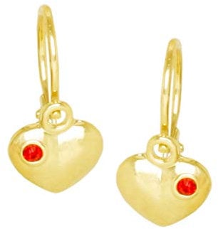 My Gold Herz Ohrhänger Ohrringe Echtes Gelbgold 585 Gold (14 Karat) 12mm x 6mm Herzform Zirkonia Goldohrringe Bambino V0003889