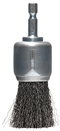 Makita P-66911 Pinselbürste Ø 17 mm, gewellt, verzinkter Stahldraht, 1/4-Sechskantaufnahme, Drahtbürste zum Entrosten, Entzundern, Aufrauen und Reinigen von Stahl
