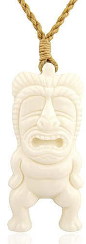 Nobel Surferkette Horn Tiki Maoi Rockabilly Büffelhorn - Hawaii-Kette für Männer und Frauen