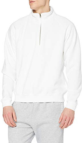 Fruit Of The Loom Herren Premium 70/30 Sweatshirt mit Reißverschluss am Kragen (XL) (Weiß)