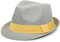 styleBREAKER Trilby Hut, Leichter Papierhut mit kontrastfarbigem Zierband, Unisex 04025002, Farbe:Hellgrau/Gelb, Größe:L/XL = 58 cm