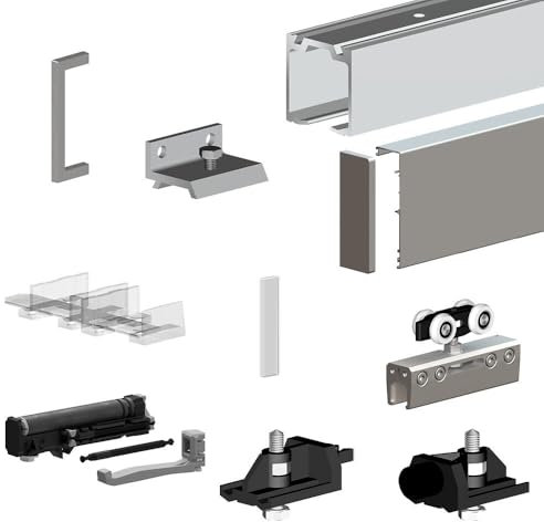 Pack premium SLID'UP 190 pour porte en verre coulissante - rail 1,94 m - 100 kg - argent