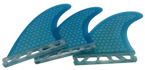 UPSURF Surfboard Tri Fins Future M Größe Fiberglas + Honeycomb G5 Thruster Set 3 Finnen Blau