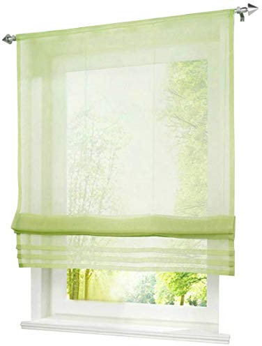 BAILEY JO 1er-Pack Raffrollo mit Tunnelzug Gardinen Transparent Voile Vorhang (BxH 100x155cm, grün)