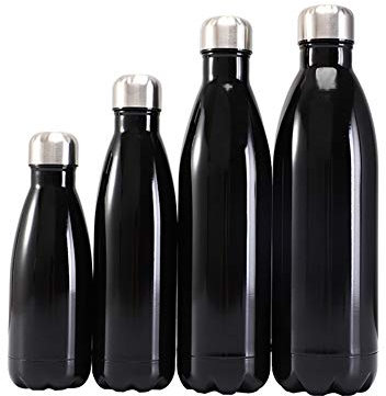 Water Bottle Ultimate Vacuum Insulated Flask Hot and Cold Double Walled Stainless Steel Ideal for Sports Drinks,Black,500ml
