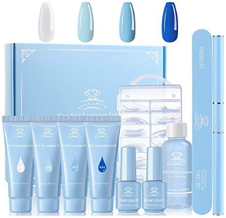 Makartt Poly Nagel Gel Set, 4 Farben Nagelverlängerung Gel Builder Gel mit Base Top Gel Slip Solution Nageldesign Salon Nail Techniker Starter