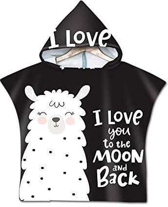 Chickw1 Badeponcho mit Kapuze Kind Poncho Handtuch, Kinderhandtuch Strand Schwimmen Bad Kapuzenhandtuch Bademantel Zum Wechseln für Jungen Mädchen (Schwarz,60 * 80cm)