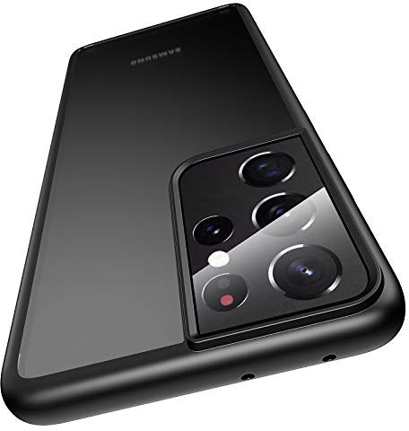 Meifigno Hülle [Militärgeprüft], Matter PC mit weichen Rahmen, stoßfeste Handyhülle kompatibel mit Samsung Galaxy S21 Ultra 6.8 und Samsung Galaxy S21 Ultra 5G, Schwarz
