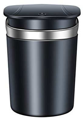 Tragbarer Aschenbecher mit Deckel,MoreChioce Aschenbecher Halter mit LED Abnehmbarer Auto Aschenbecher Edelstahl Mini Mülleimer für Fahrzeuge zu Hause und im Büro,Silber