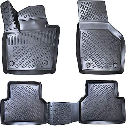Rizline Passgenau 3D Fussmatten Auto Kompatibel mit Audi Q3 2011-2018 Auto Zubehör 1. und 2. Reihe Gummimatten Autos TPE Allwetter Geruchlos rutschfest Vorne & Hinten Schwarz
