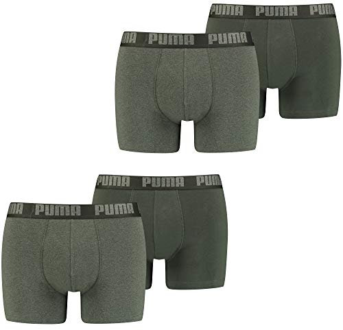 PUMA 4 er Pack Boxer Boxershorts Men Herren Unterhose Pant Unterwäsche, Farbe:038 - Green Melange, Bekleidungsgröße:M