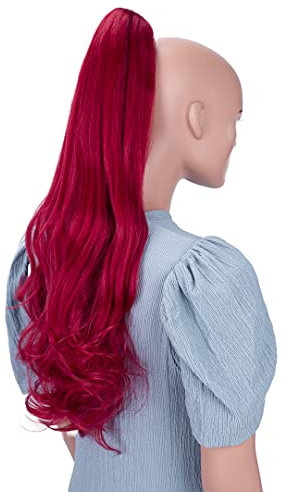 CAISHA 60cm Haarteil Ponytail Zopf Pferdeschwanz Haarverlängerung Voluminös Leicht Gewellt Rot H514
