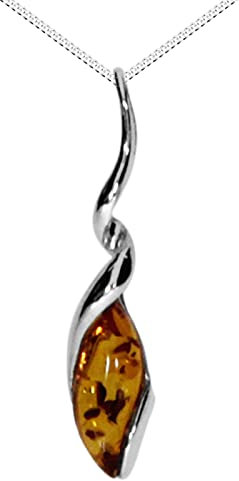 Kette mit Anhänger - Annelie - Silber 925/000 - Bernstein