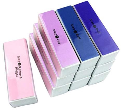 10Pcs 4 Way Nail Buffer Block Sanding Buffer Polishing File Professional Nail File Salon Manicure Nail Art Tools (Random Color)