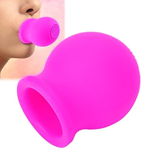 Lip Plumper Gerät, Lips Enhancer Beauty Bigger Mouth Schnell Gesicht Saubere Massage Silikon Lippenpumpe Mit Pinsel(Rosa)