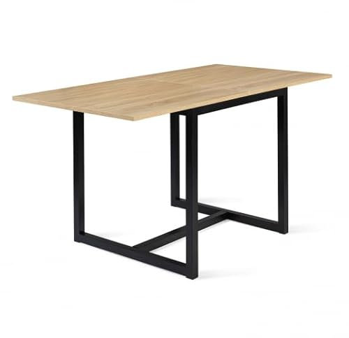 IDMarket – Mesa de comedor extensible rectangular Detroit 6-8 personas, diseño industrial 80-160 cm