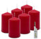 DecoLite: 6 x Stumpenkerzen 110/68 mm. Brenndauer ca. 35 Stunden Pillar Candle inkl. Kerzenprofi Stabfeuerzeug - Deutscher Markenhersteller - RAL Zertifiziert (kaminrot)