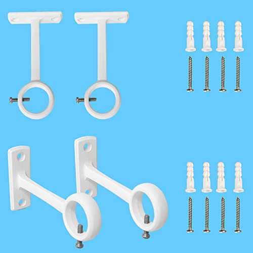 Kowibcl Gardinenstangenhalterung, 4 Stück, Decken-Gardinenstangenhalter, Halterungen für Wand- und Deckenmontage, Gardinenstange, Weiß