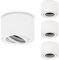 URing 4er Set Aufbauspot Weiß Schwenkbar Flach, Aufbaustrahler Deckenspot Aufputz für LED Module 230V, Aufputzleuchte Rund Deckenleuchte Spot Ø 80x50 mm, Aluminium Matt, Glühbirne nicht inklusive