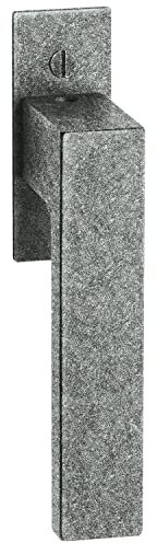 HALCÖ 0235.151.00.0.01 Fenstergriff Lech, sichtbar geschraubt auf Rosette, Eisen verzinkt schwarz, Silber
