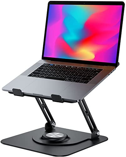 JOYEKY 360° Drehbarer Laptop Ständer, Faltbarer Tragbar Laptopständer aus Aluminium, Höhenverstellbarer und Ergonomischer Computer Ständer, ist Compatibel mit MacBook/Dell/HP/Anderen Notebook