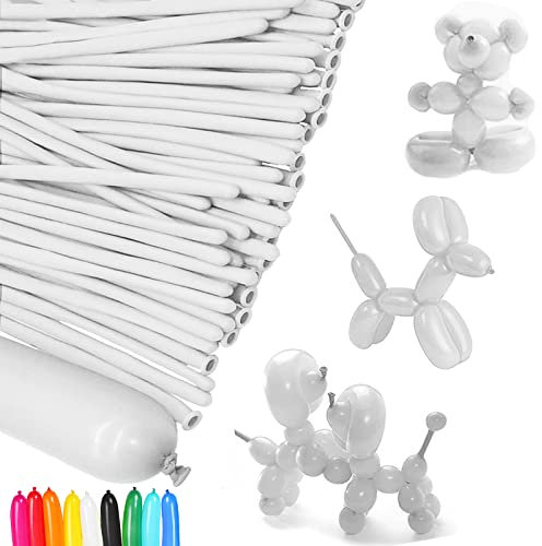 Weiss Modellier Luftballon, 100 Stück lange luftballons zum formen Magic Modellierballons für Geburtstag Feiern, Partys, Hochzeiten, Jubiläen