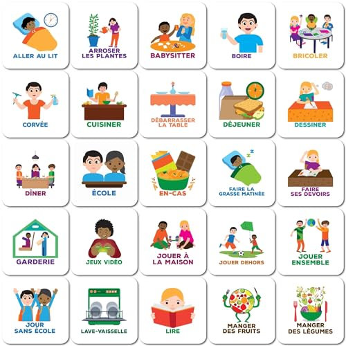Smarfer - Pictogrammes magnétiques pour Tableau de Planification hebdomadaire - 50 pièces - Français - Enfants - Routine Quotidienne - planificateur d'autisme - aimants - Calendrier educatif
