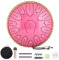 Stahlzungentrommel für Erwachsene 15 Noten 12 Zoll D-Key Handpan Drum Set mit Tasche, Musikbuch, Drumsticks und Fingerplektren für Meditation Unterhaltung Musikerziehung Konzert Yoga (Rosa)