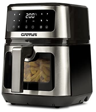 G3 Ferrari G10171 Friggisano Show Friggitrice ad Aria, 1200 W, 5 Litri, Resistenza alogeno, Timer, 8 programmi, Ricettario incluso