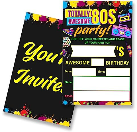 EUDOSI Einladungskarten zum 80er-Jahre-Geburtstag, 20 Stück, mit Umschlägen, 80er-Jahre-Geburtstag, doppelseitig