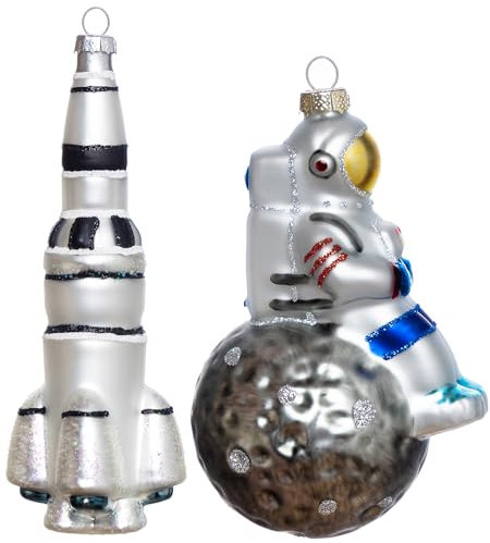 GAUMAANLEI Glas Astronaut und Rakete Ornamente für Weihnachtsbaum