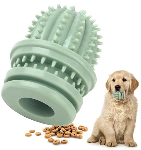 COMFPET Dog Chew Toys - Teething & Dental Care, Interactive Small/Medium Dog Toys, Cactus Shape (Green)