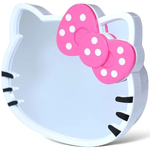 HandyCute® Hello Kitty Make-up-Aufbewahrungsspiegel, Schreibtischspiegel, Kätzchenform, Kawaii & Schminkspiegel, Geburtstagsgeschenk für Hello Kitty Fans