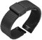 XIAOFEIGUN Milanaise-Uhrenarmbänder, volle Größe, 12–24 mm, Ersatz-Edelstahl-Metallgeflechtband, verstellbares Edelstahl-Armband für Damen und Herren (Color : Black, Size : 23mm)