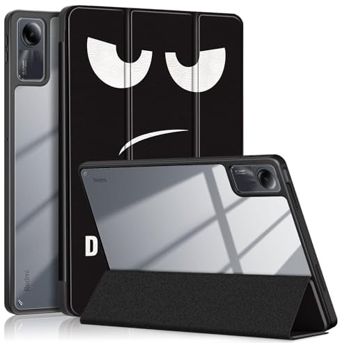 TOPCASE Hülle für Xiaomi Redmi Pad SE Tablet 11 Zoll 2023 mit Pen Halter,Klar Transparente PC-Rückseite,TPU Stoßfestes DREI-Falt Ständer Schutzhülle mit Auto Wachen/Schlafen,Donttouch