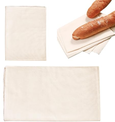 2 Stück Leinentuch zum Brot Backen, Professionelles Fermentation Teigtuch, 2 Größe Eingedickt Backtuch Leinen, Premium Brot Backen Zubehör für Teig Baguette(size:75 x 45 cm/48 x 36 cm)